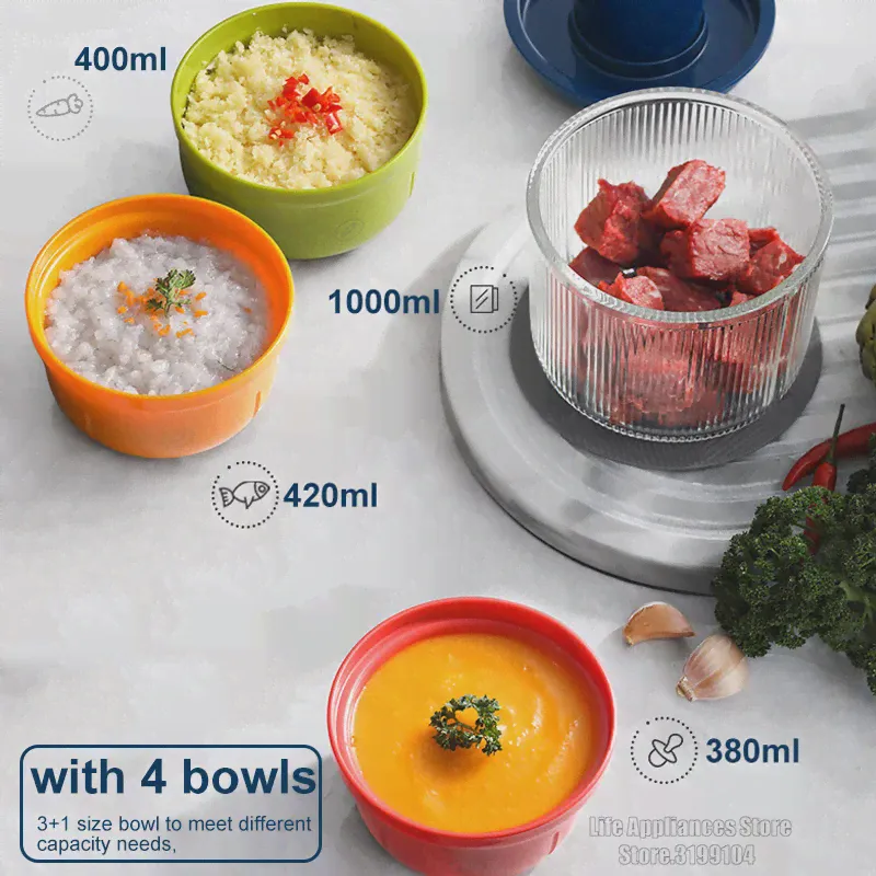 MORPHY RICHARDS MR9405 Электрическая мясорубка Высокоскоростной кухонный комбайн 220 В Многофункциональный измельчитель овощей с 4 чашами (art.: 3920c15b75e04)-3